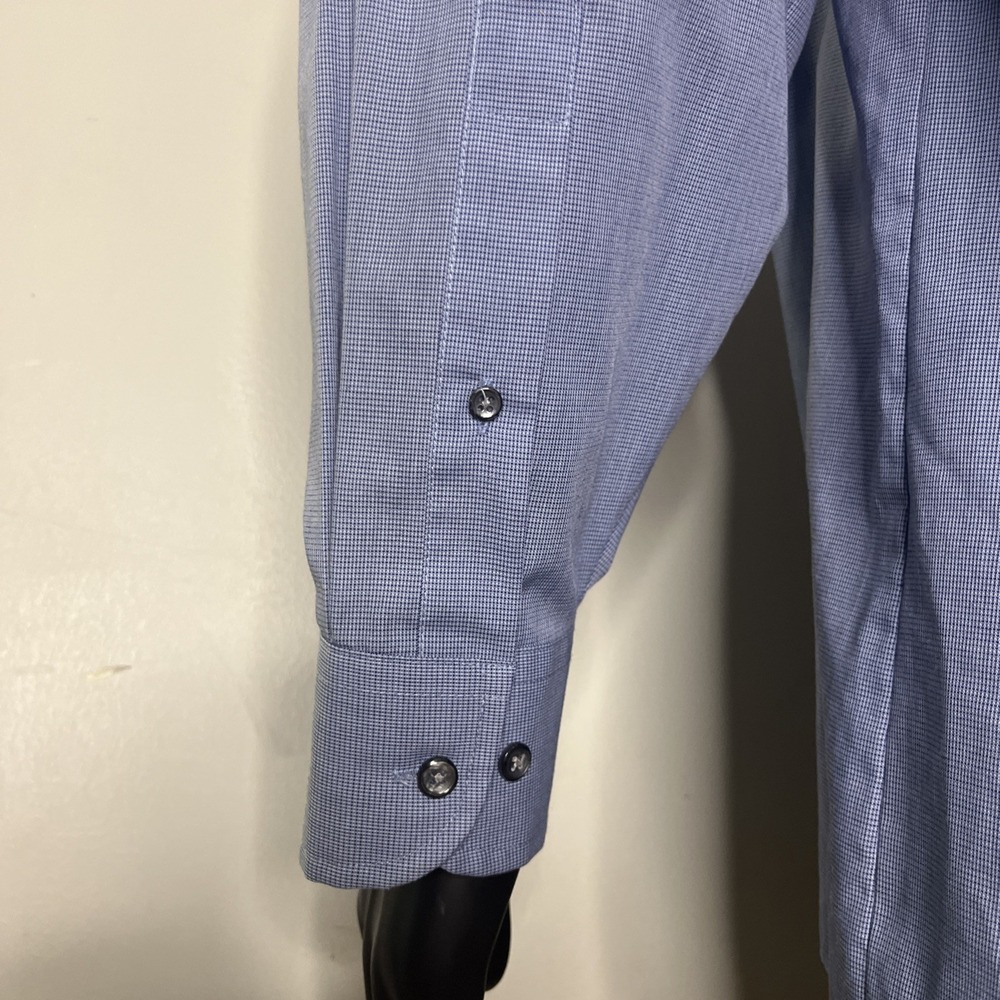 Stafford Wrinkle-Free Men's Dress Shirt Blue Broadcloth 17 34/35 Regular Fit - Picture 4 of 4